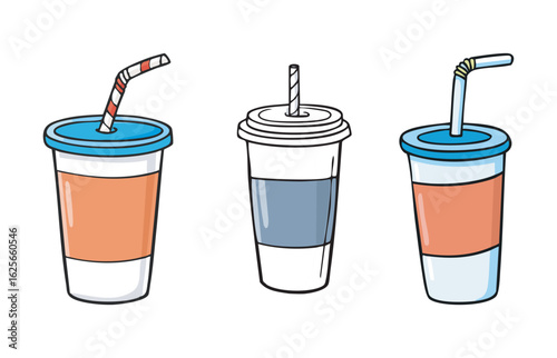 Set of different drinks Vector illustration 
