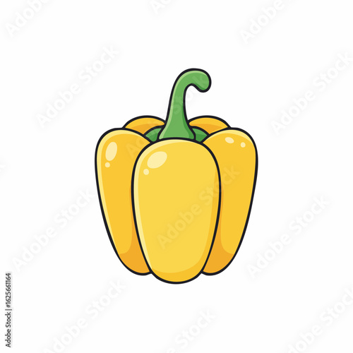 Vibrant yellow bell pepper illustration showcasing fresh produce and culinary ingredient