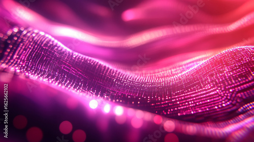Abstract wavy pattern of shimmering pink and purple particles