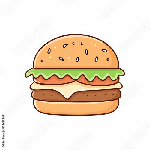 A charming cartoon burger illustration isolated on white for food enthusiasts