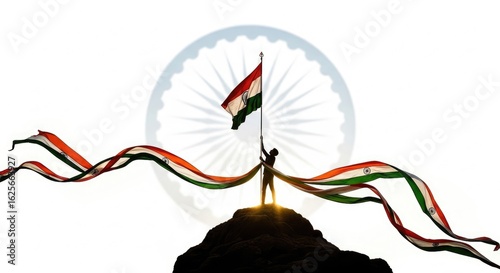 Flag raising silhouette image