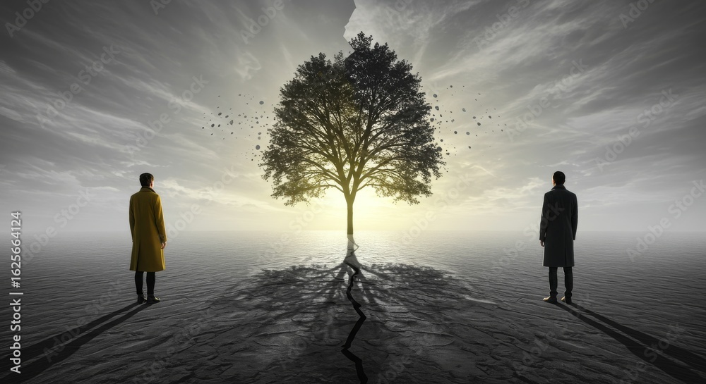 Obraz premium Crossroad of Light and Darkness in Abstract Reality