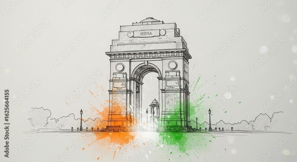 Fototapeta premium Hand drawn war memorial arch