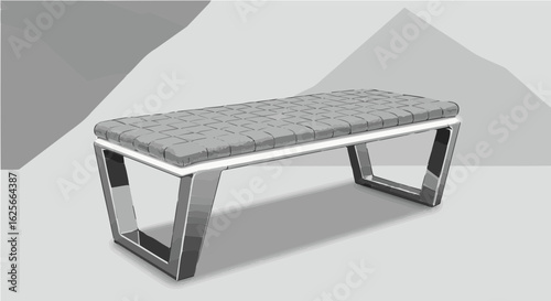 Home furniture modern gray upholstered bench with metal frame for living room seating and home decor furniture design ideas vector