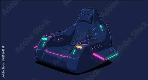 Home furniture explore futuristic gaming chair with led lights and cup holders for immersive gaming experience today vector