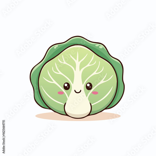 Adorable Cabbage Cartoon Character with a Sweet Smile Illustration for Children