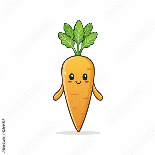 Adorable Carrot Character: A Whimsical Illustration of a Smiling and Friendly Vegetable