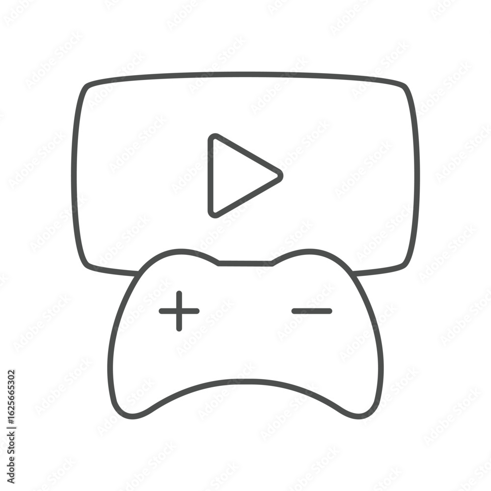 Fototapeta premium YouTube Gaming thinline icon , vector, pixel perfect, illustrator file