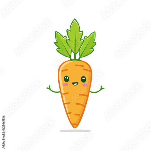 Adorable Carrot Character with a Cheerful Expression on a White Background Illustration