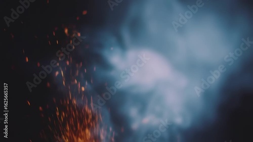 Ethereal Dance: Sparks and Smoke in a Dark, Moody Atmosphere