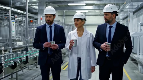 Factory Inspection: Business Team Audits Food Production Line