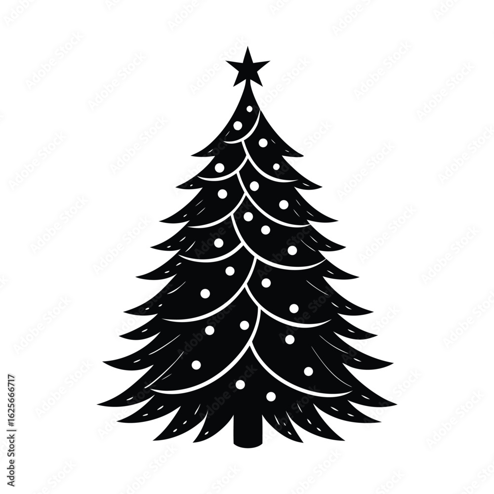 Obraz premium Minimal Christmas Tree Silhouette Vector Design
