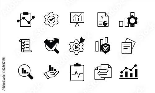 Icon set marked with linear business processes. Simple outline icon set for business processes. Vector illustration.