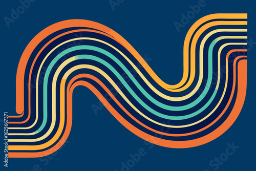 Vibrant retro wave pattern with warm color stripes creating dynamic energy and visual flow, perfect for modern design projects seeking a nostalgic yet fresh aesthetic.