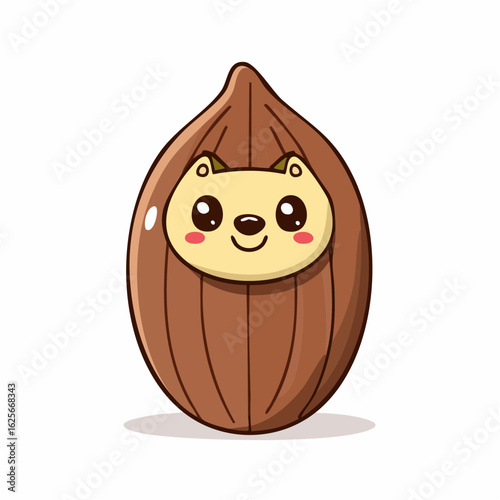 Adorable Nut Character Design with a Cute Animal Face in Minimalist Cartoon Style
