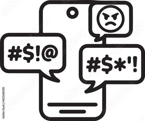 Cyberbullying Vector Icon Depicting Online Harassment and Digital Abuse