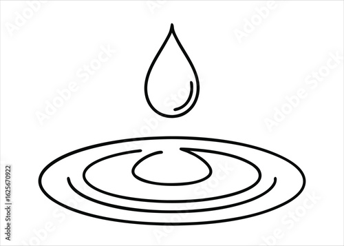 Single continuous line art drawing of a water droplet in a minimalist style