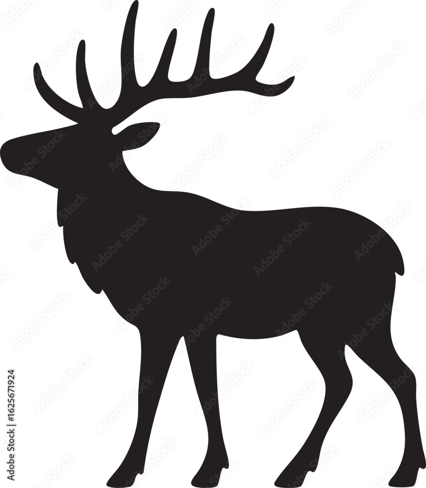 Obraz premium Majestic elk stag standing in a natural landscape silhouette