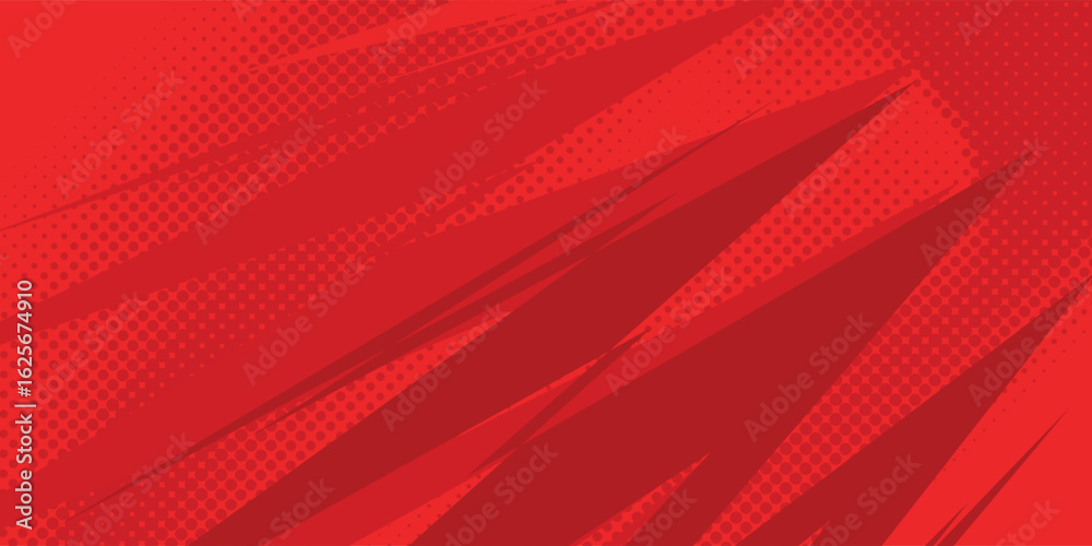 Obraz premium Red comic sunburst effect background with halftone. pop art comic-style vector background. Suitable for templates, sale banners, events, ads, web and pages, Background.