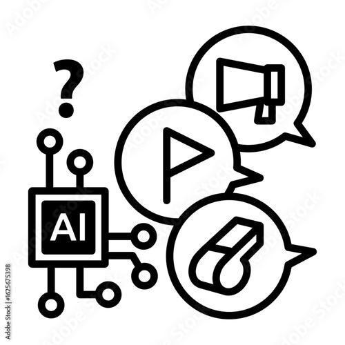 This icon contains multiple speech bubbles, indicating that it is difficult to give the generated AI proper instructions.