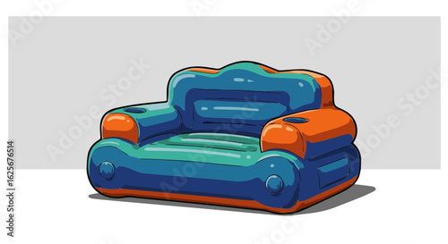 Home furniture buy inflatable armchair online portable blue and orange sofa chair for home and outdoor use comfortable seat vector