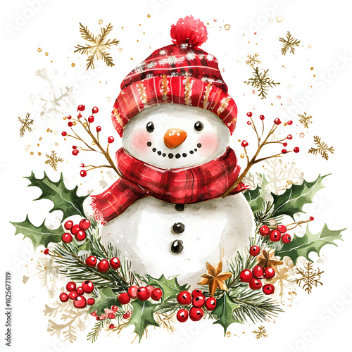 Festive Snowman Winter Holiday.