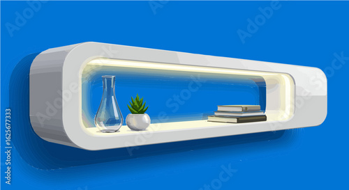 Home furniture buy modern floating wall shelf decor online white shelf with books vase and plant home interior design idea vector