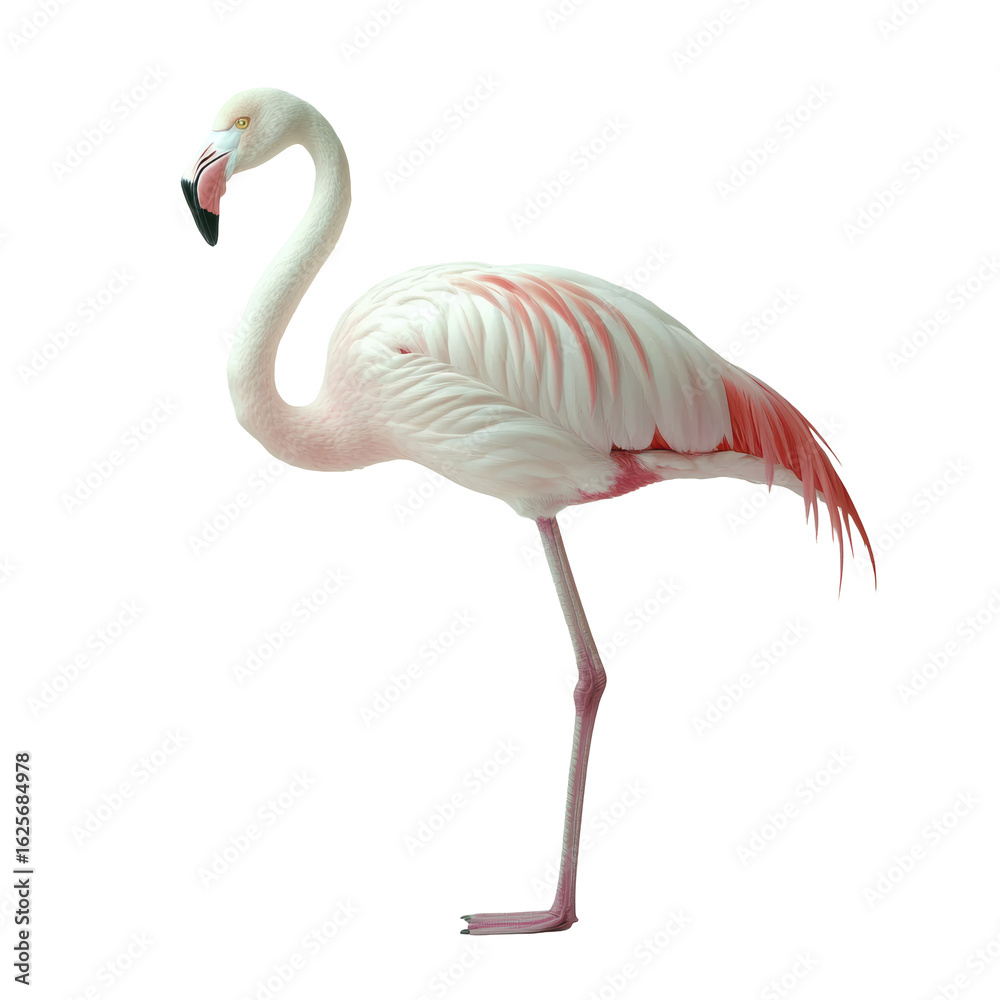 Fototapeta premium Graceful flamingo mid-stride walking 