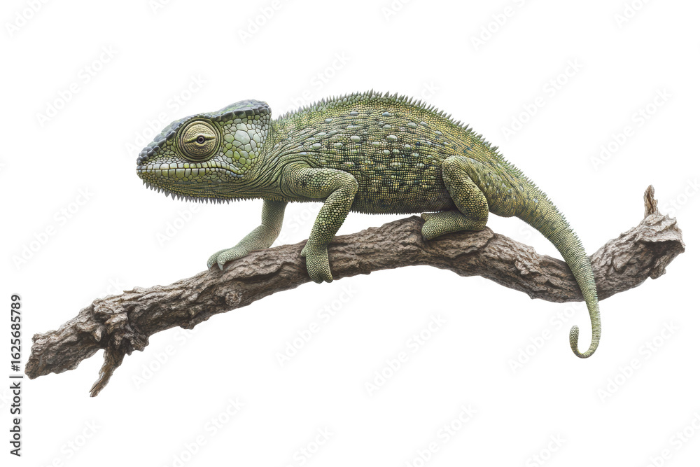 Fototapeta premium Green chameleon resting on branch 