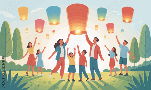 Sky Lantern Release: Family Celebration and Hope