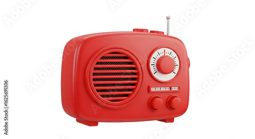 Retro Red Radio with Transparent Background: A Classic Design Element for Nostalgia