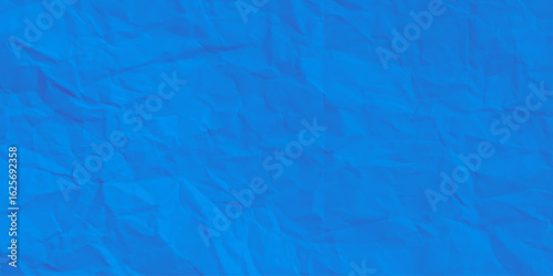 Blue Horizontal crumpled empty paper template for posters and banners. Vector illustration