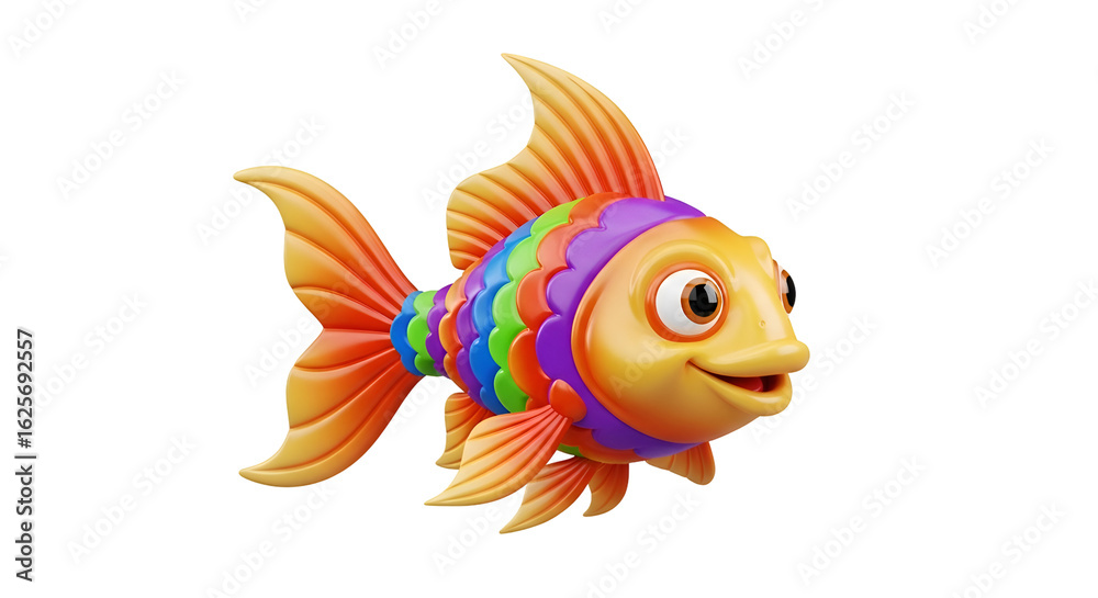 Fototapeta premium Rainbow Fish Swims Joyfully on Transparent Background