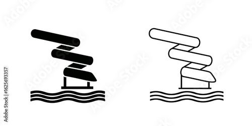 Water slide set icon isolated on white background.