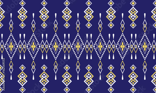Geometric vintage fabric, Traditional art, pixel pattern seamless vector illustration.