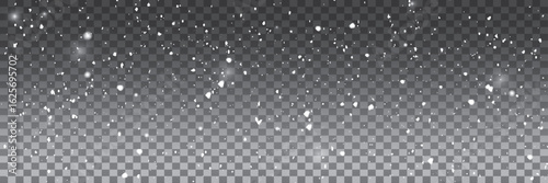Abstract falling snow isolated on background. Vector illustration. Concept idea design element. Realistic snowflake. Winter frost effect