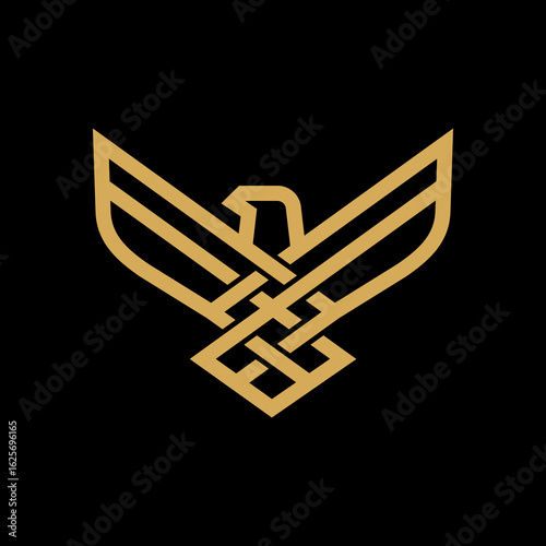 Modern eagle line logo design in black background