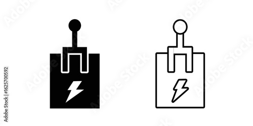Circuit breaker switch set icon isolated on white background.