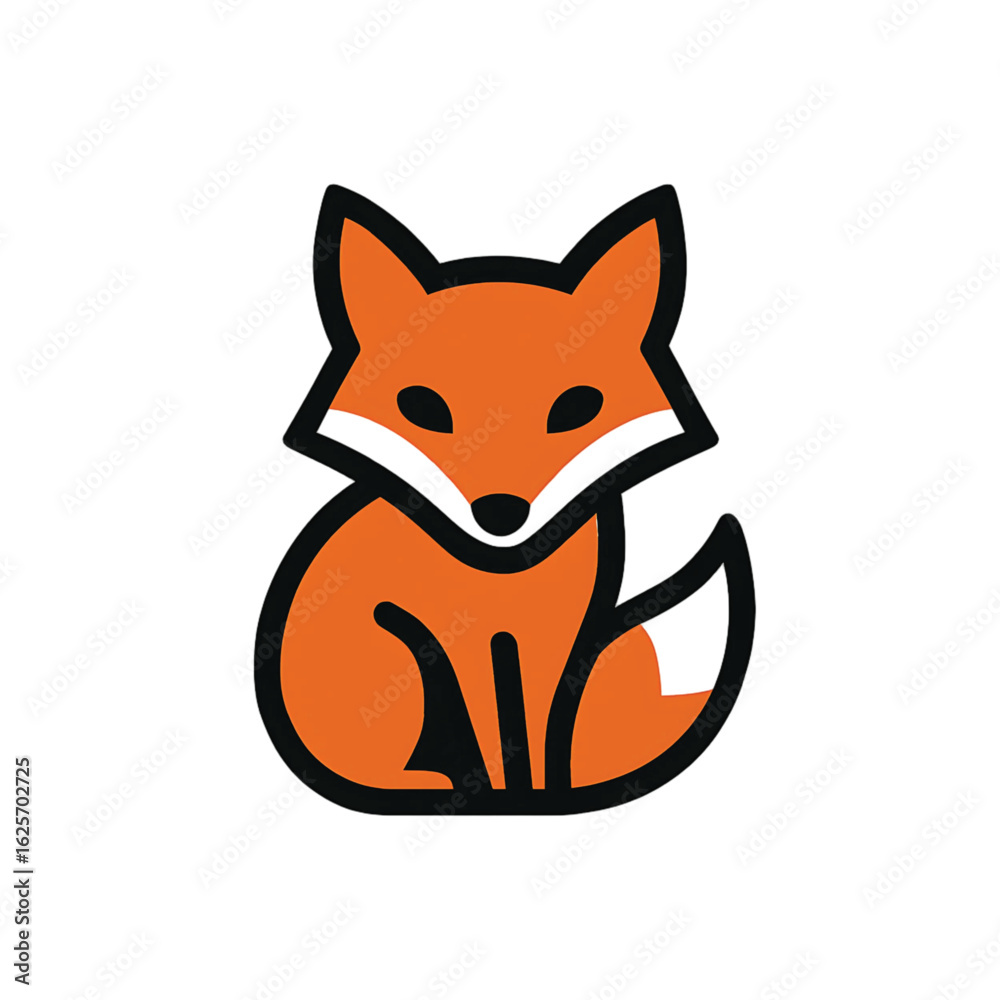 Obraz premium A minimalistic icon of a fox vector in flat design style,simple geometric shapes.