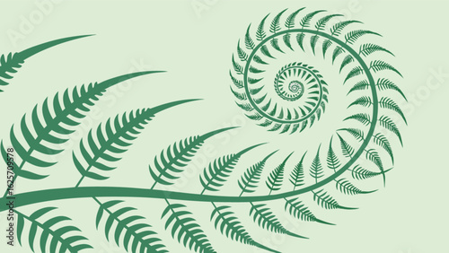 Fern frond spiral design green nature botanical illustration garden plant foliage vector graphic image