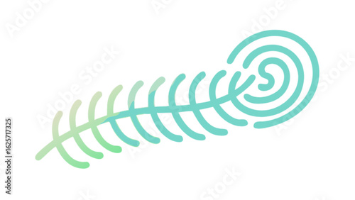 Abstract fern frond vector illustration in teal and green gradient for nature themed design assets