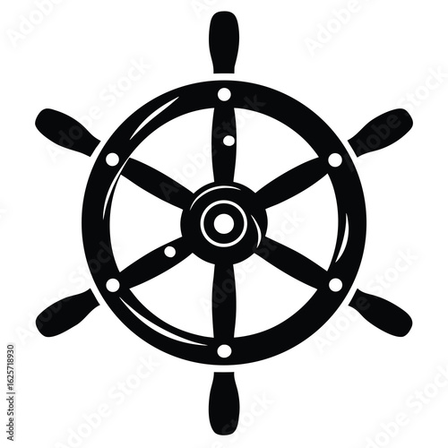Ship steering wheel set. Boat steering wheels. Vector
