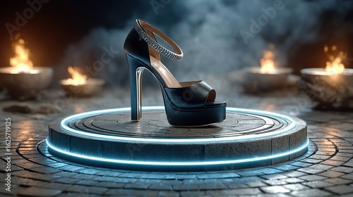 High heeled sandal display