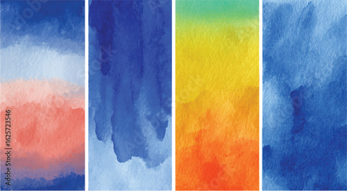 Bundle vector yellow, green, pink, red and violet colorful watercolor isolated watercolor vector set design splatter stain colorful set of eight  transparent background 