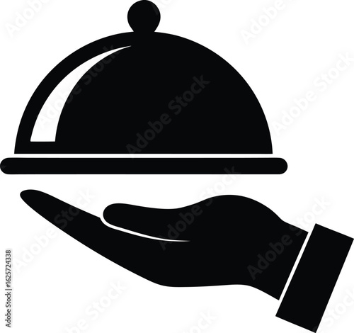 Hand Holding Food Tray Silhouette Icon