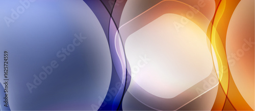 Abstract fluid shapes blend, creating vibrant color gradients. Smooth curves suggest movement, light plays across surfaces.