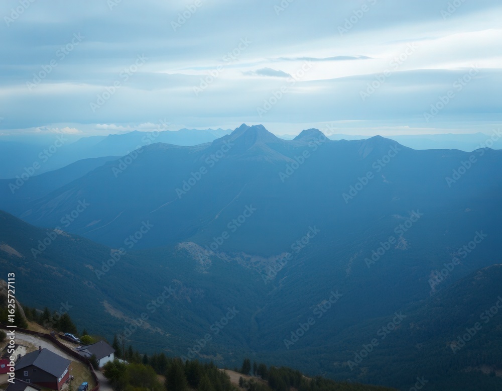 Obraz premium Misty mountain range vista
