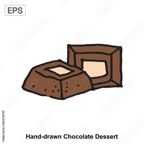 Hand-drawn Chocolate Dessert with Soft Filling