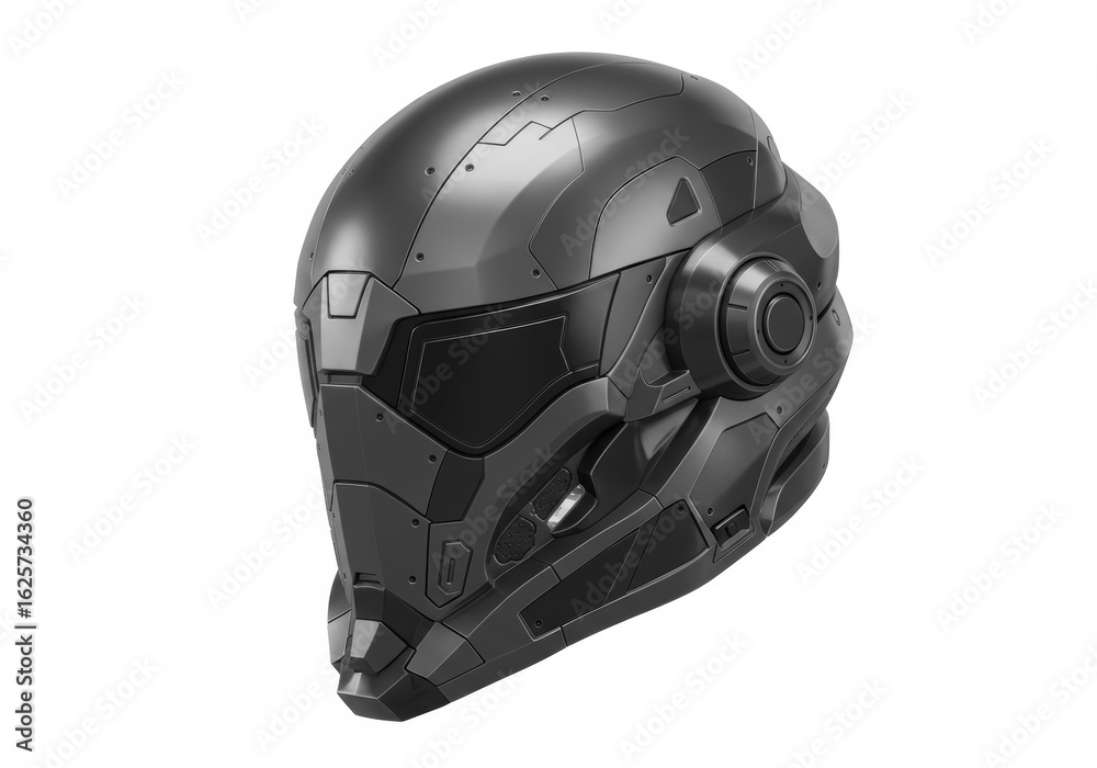 Fototapeta premium Futuristic Combat Helmet Design Rendering Isolated on White Background