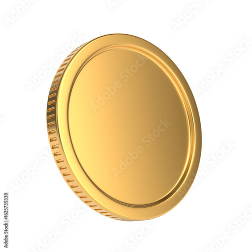 Golden coin on white background. Isolated 3D illustration